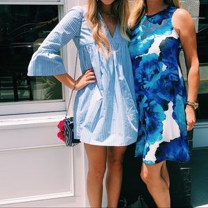 Zara Striped Light Blue Dress with Shorts Under